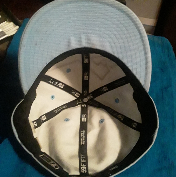 DC/New Er 59 Fifty Unisex 7 7/8 or 62.5 cm Baby Blue and White Fitted Ball Cap - Picture 4 of 16